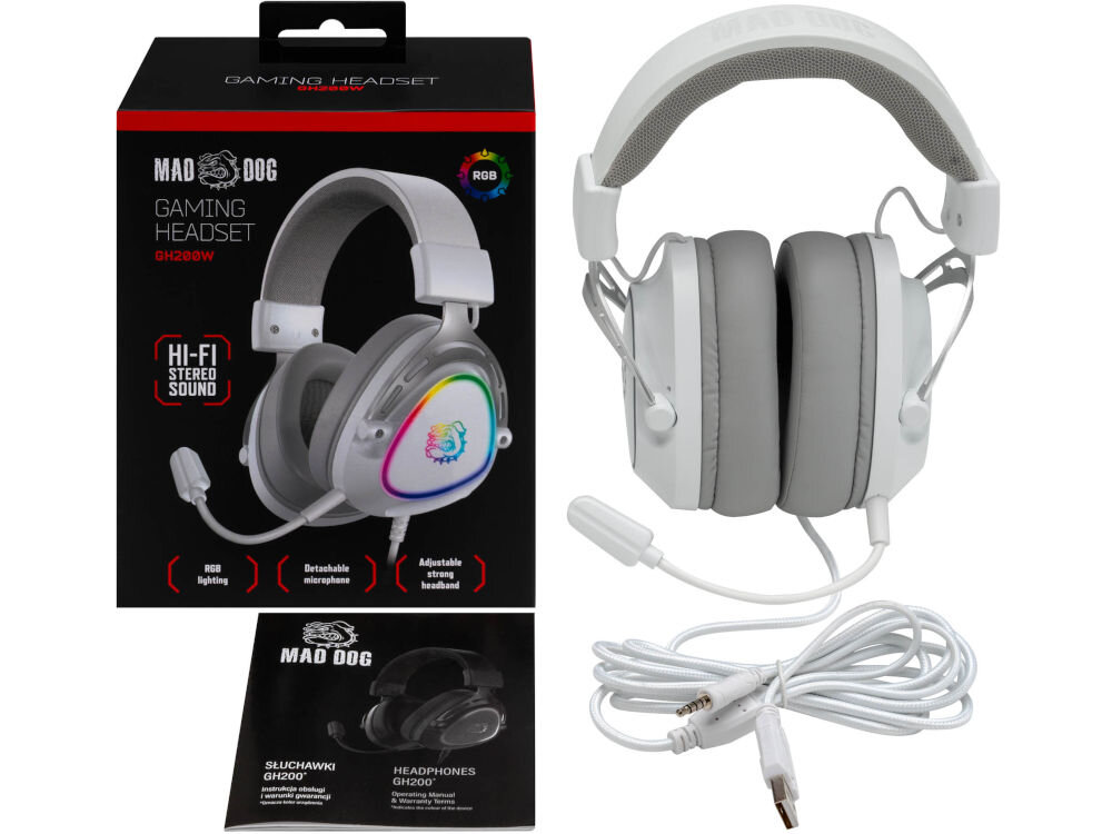 Słuchawki MAD DOG GH200W Nauszne elementy zestaw