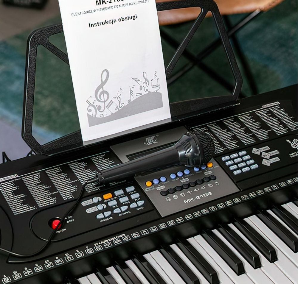 Keyboard MK 2106 dla najmłodszych muzyka pasja funkcje tradycja start gniazda odtwarzacz mp3 wygoda przenoszenie