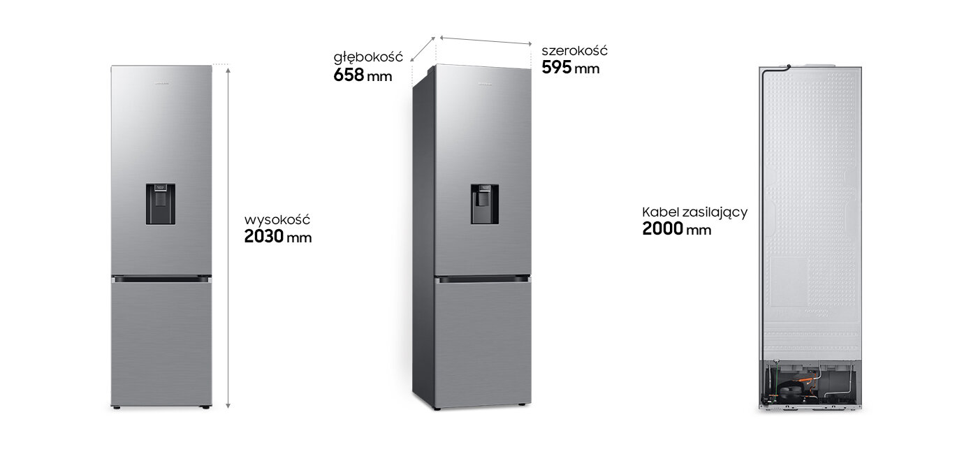 Przegląd wymiarów lodówki Samsung RB38C635ES9