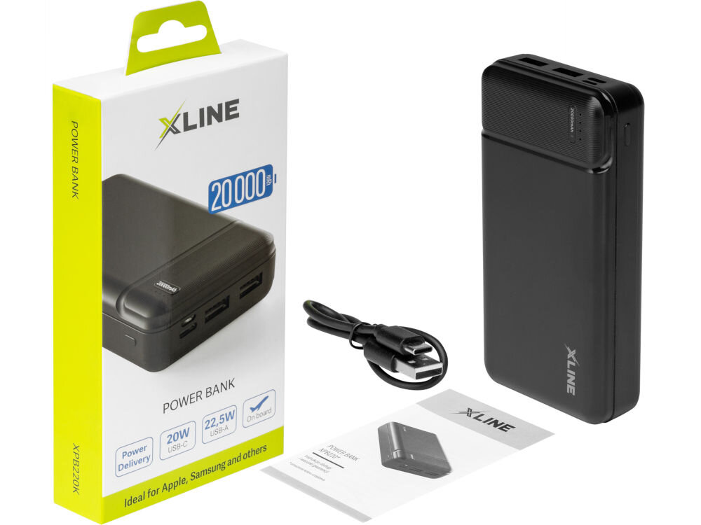 Powerbank XLINE XPB220K 20000 mAh Czarny~elemety zestaw