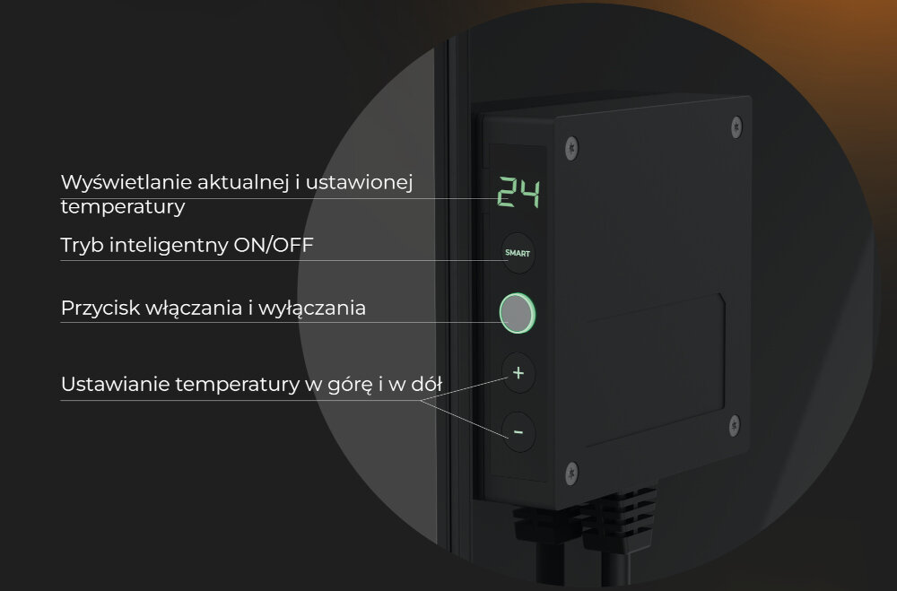 Grzejnik elektryczny AENO Premium Eko Smart Plus wyswietlacz LED