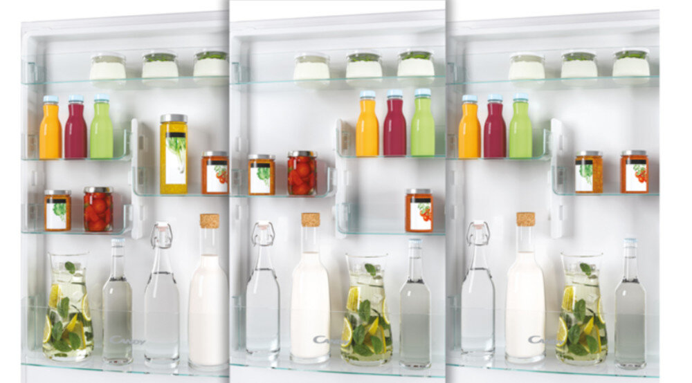 LODÓWKA CANDY CCE7T618ES balkoniki na drzwiach