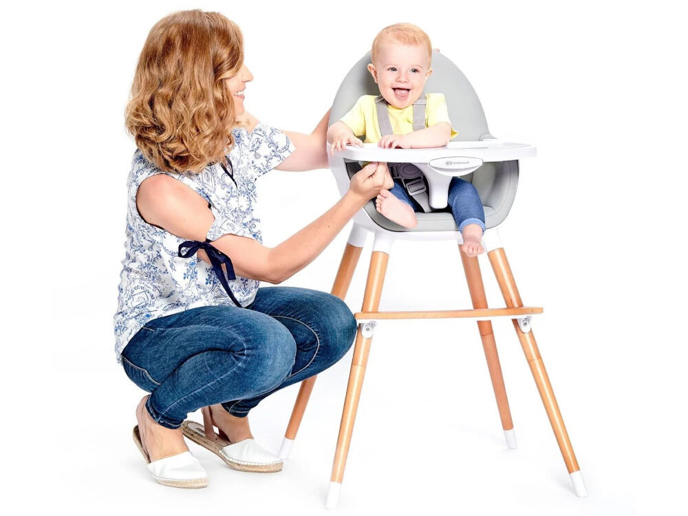 Krzesełko do karmienia KINDERKRAFT Fini Szary bezpiczne funkcjonalne wygodne piekny design