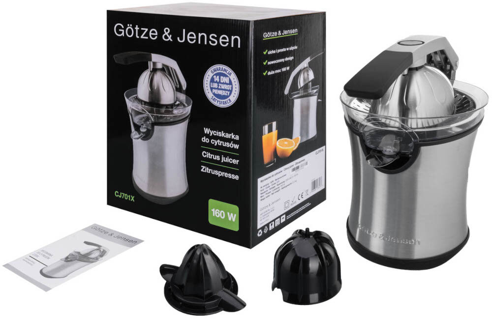WYCISKARKA DO CYTRUSÓW GOTZE & JENSEN CJ701X (INOX) (160W) pudełko zawartosc opakowania