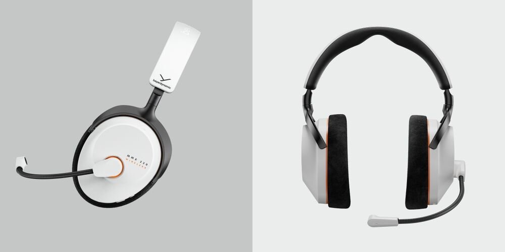 Słuchawki BEYERDYNAMIC MMX 230 Wireless zamknięta konstrukcja precyzyjne pozycjonowanie dźwięku izolacja, sluchawki na jasnym tle