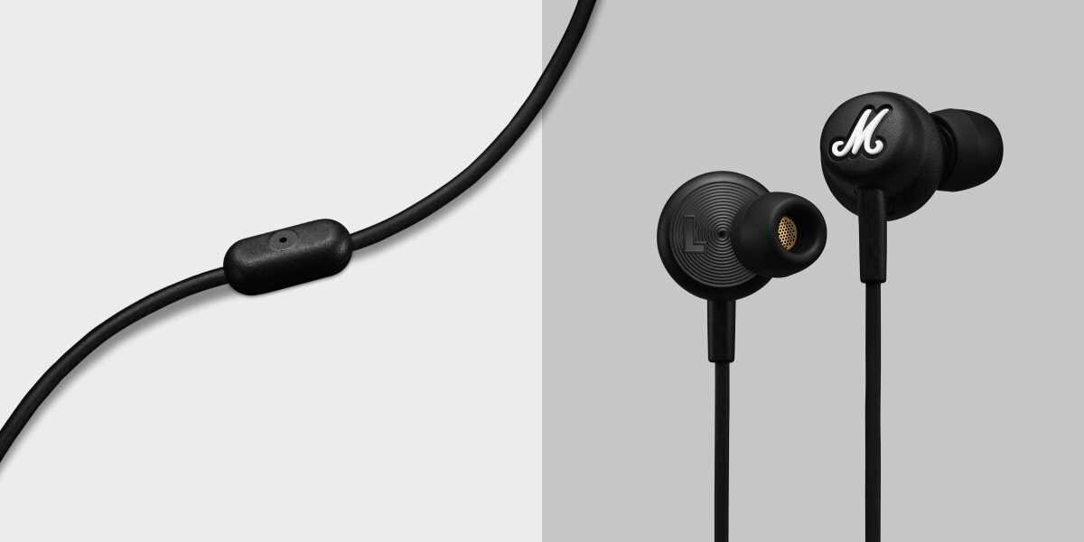 Słuchawki dokanałowe MARSHALL Mode USB-C - Odpowiedzialne materiały, słuchawki na szarym tle