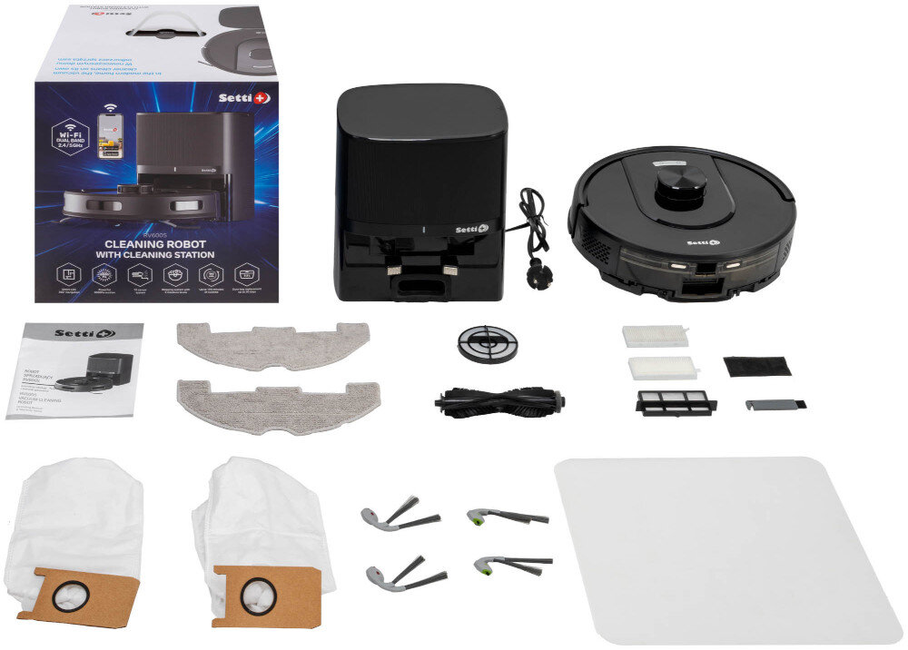 Robot sprzątający SETTI+ RV600S Intuicyjna aplikacja SETTI+ zestaw na białym tle