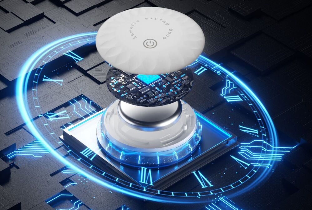 Lokalizator 4SMARTS SkyTag Duos Odblask pokazanie wnętrza lokalizatora wymienne ogniwo CR2032