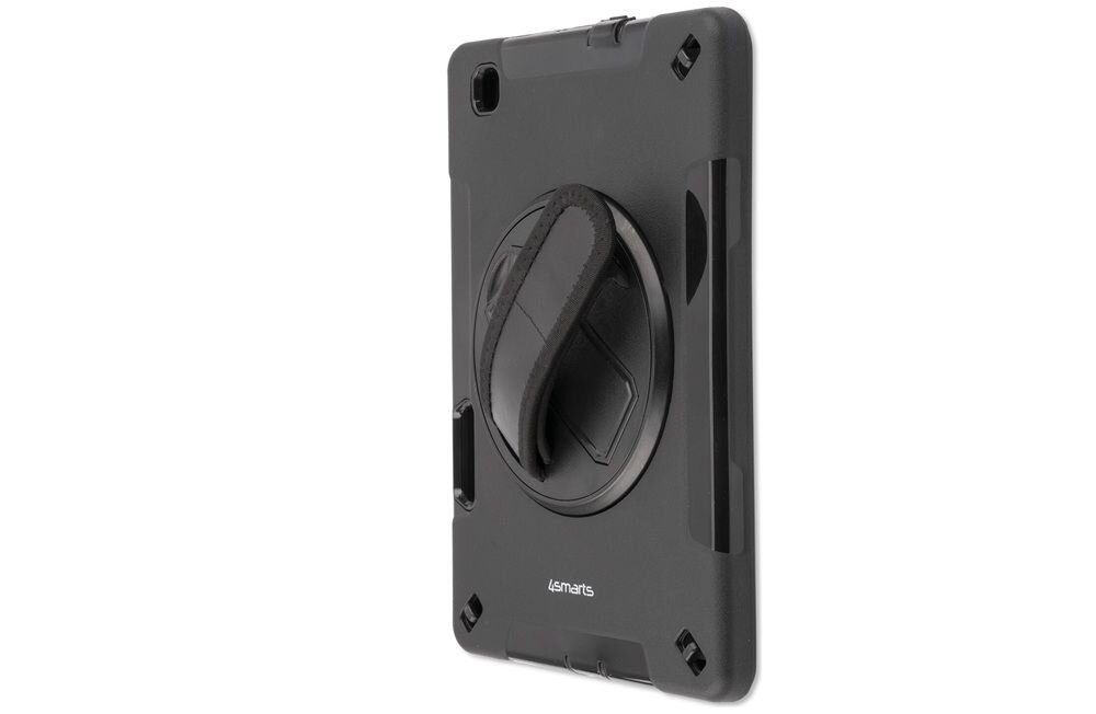 Etui na Galaxy Tab S6 Lite 4SMARTS Rugged Case Grip Czarny prezentacja etui od tyłu pod kątem na białym tle smukły design niska masa wymiary mieści się w torbie mobilność