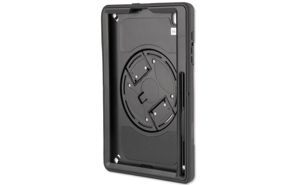 Etui na Galaxy Tab S6 Lite 4SMARTS Rugged Case Grip Czarny prezentacja etui od wnętrza na białym tle dedykowane miejsce na rysik długopis stabilne przenoszenie