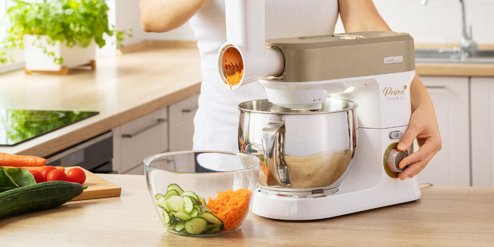 Robot kuchenny planetarny SENCOR STM 3787CH 1200W z blenderem kielichowym, maszynką do mięsa i szatkownicą Szatkownica 4 typy końcówek krojenie szatkowanie ścieranie