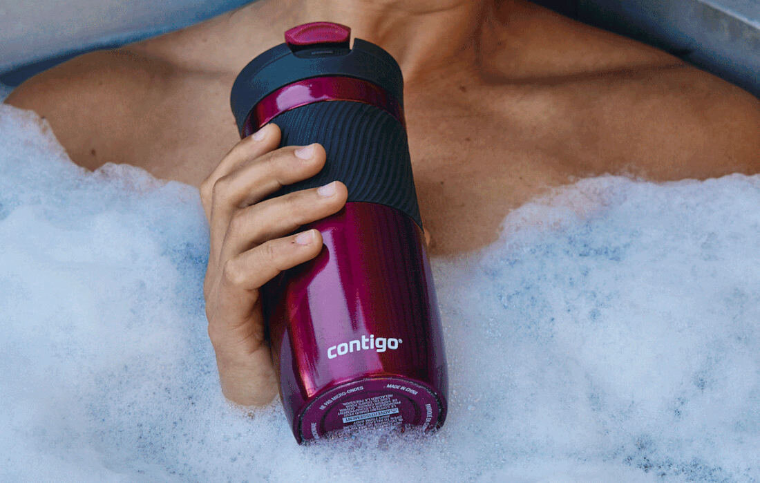 Kubek termiczny CONTIGO Byron 470 ml Grafitowy technologia SnapSeal wygoda system szczelność komfort obsługi zamykanie otwieranie