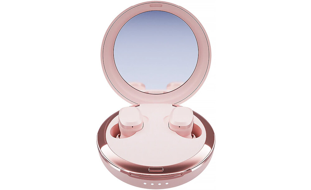 Słuchawki dokanałowe HAPPY PLUGS Adore - Szybkie ładowanie, dużo czasu, słuchawki z etui ładującym na białym tle