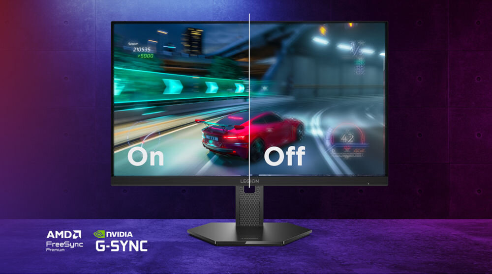 Monitor LENOVO Legion 27U-10 27 cali 3840x2160px IPS 160Hz 0.5 ms [MPRT] 	
					monitor gamingowy Lenovo Legion z wyścigową grą, podzielony na dwie połowy dla porównania płynności obrazu 240 Hz napisy poświata czerwono-fioletowa
					Dual-Mode przełączanie między 4K przy 160 Hz a FHD przy 320 Hz dopasowanie ustawień do stylu gry NVIDIA® G-SYNC® AMD FreeSync™ Premium VESA Adaptive Sync 0,5 ms MPRT stabilny i responsywny obraz