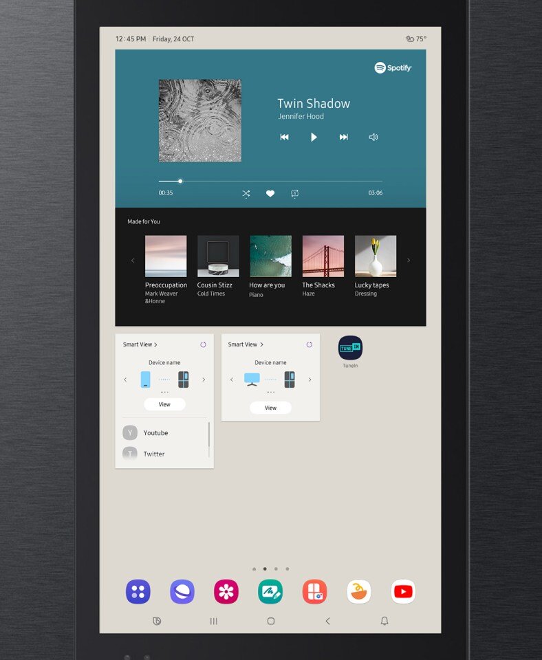 Głośnik wbudowany w lodówkę i dostęp do Internetu umożliwiają słuchanie muzyki i oglądanie filmów