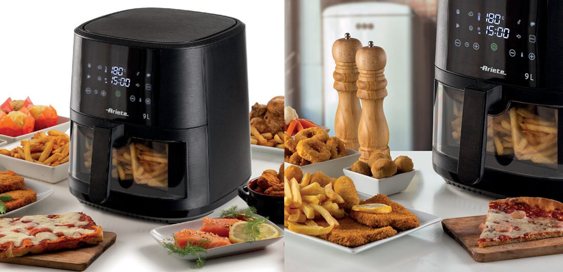 Frytkownica beztłuszczowa ARIETE 4630/00 Air Fryer kontrola zakres temperatura ustawienia precyzja dostosowanie potrawy smązenie pieczenie grillowanie