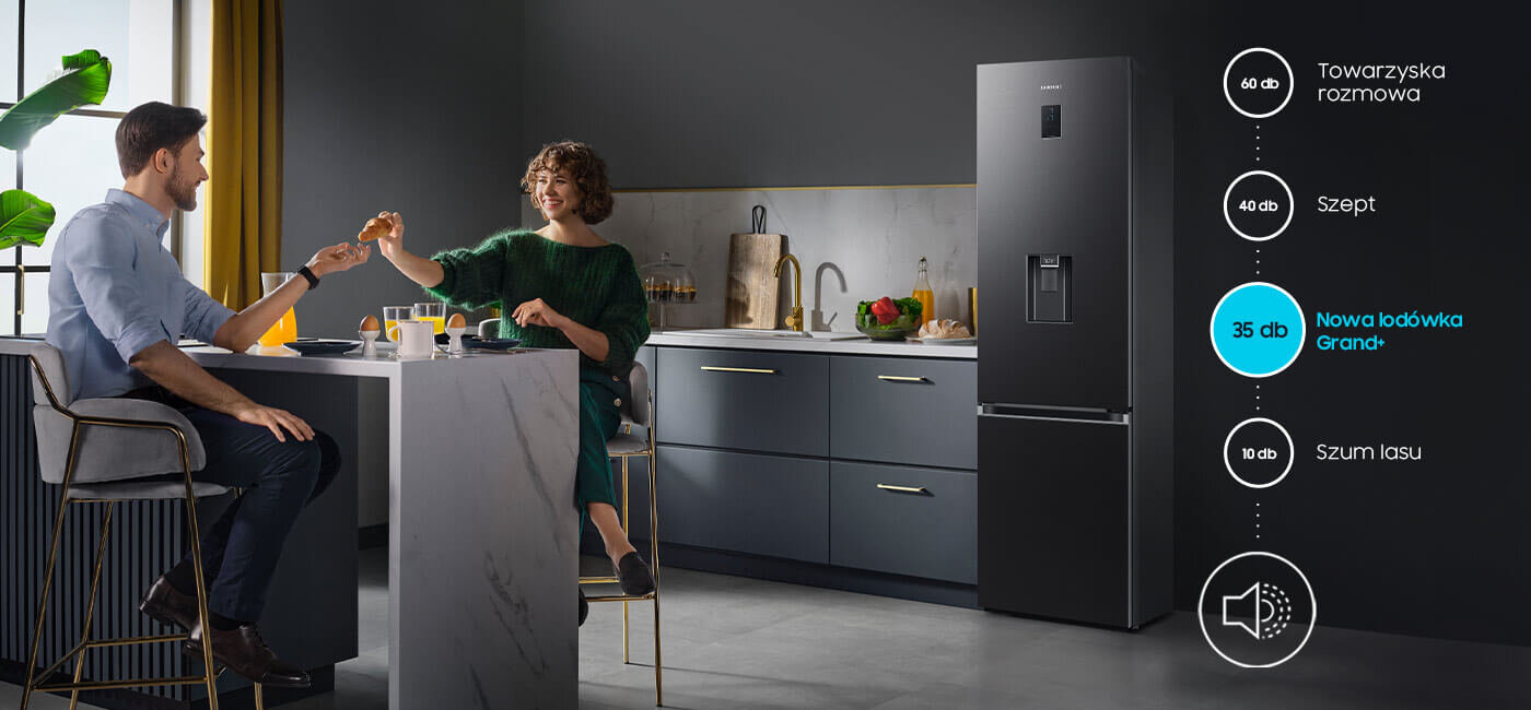 Niski poziom hałasu lodówki Samsung RB38C650EB1