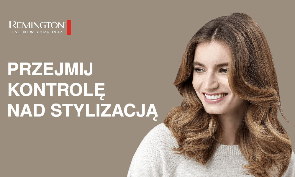 Suszarko-lokówka REMINGTON Blow Dry & Style AS7580 40 mm 1000 W wygląd design tło prezentacja wizualizacjaPrzejmij kontrolę nad stylizacją