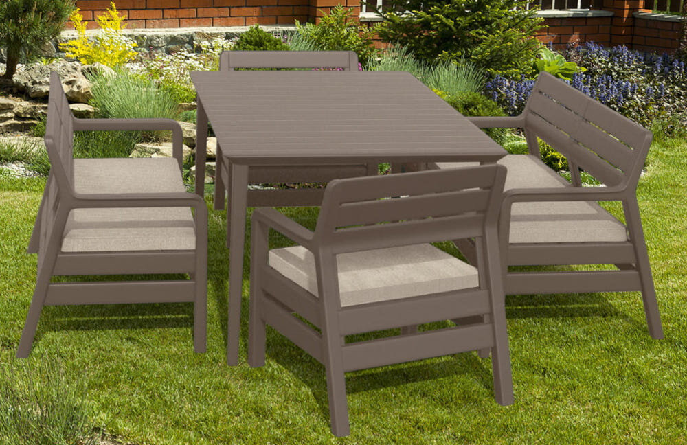 Stolik ogrodowy ALLIBERT Lima 160 226499 Grafitowy wysoka odporność na skrajne warunki atmosferyczne