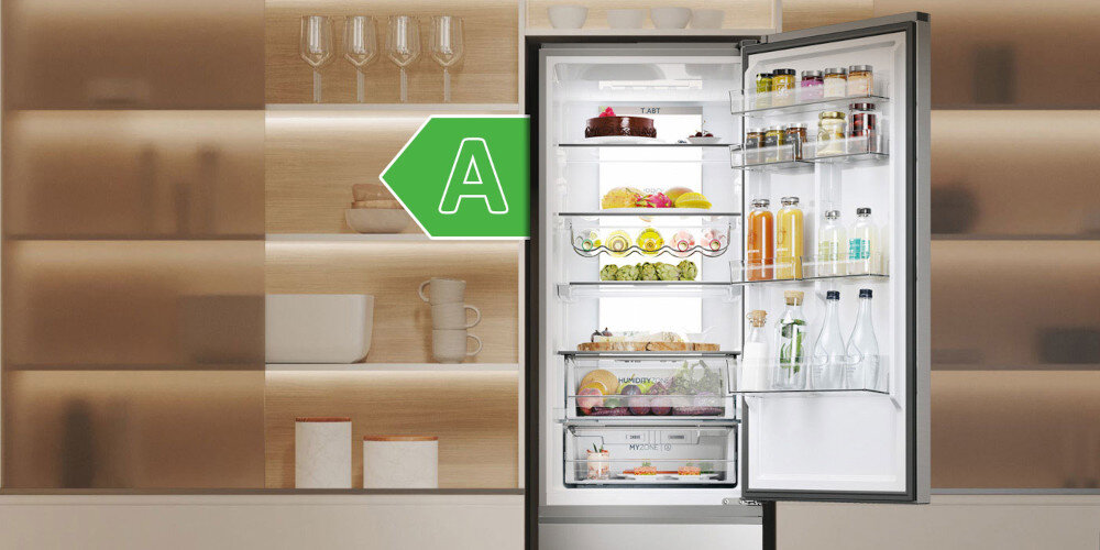 LODÓWKA HAIER HTW7620ANMG3D najwyższa klasa energetyczna A Energooszczędność korzyści ekonomiczne dbałość o środowisko ekologiczna lodówka