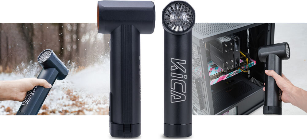 Dmuchawa wielofunkcyjna FeiyuTech KiCA JetFan Max Czarny czarna dmuchawa rozpylanie śniegu oczyszczanie elektroniki z wysokiej jakości aluminium lotniczego trwałość lekkość estetyczny wygląd precyzyjna obróbka CNC stylowy charakter metalowa siatka ochronna zabezpiecza silnik przed wszelkimi zanieczyszczeniami kompaktowe wymiary waga 1,2 kg łatwe przenoszenie 