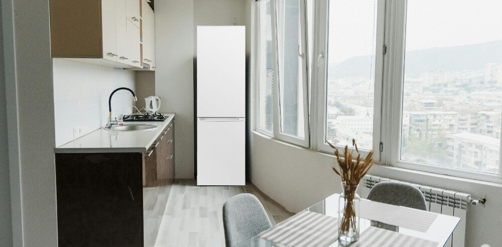 LODÓWKA SMITH&BROWN SFBF-532-WE3 technologia No Frost bez lodu szronu szklane Półki oświetlenie led sterowanie elektroniczne zamrażarka 3 szuflady nóżka poziomująca wygolda komfort ustawianie