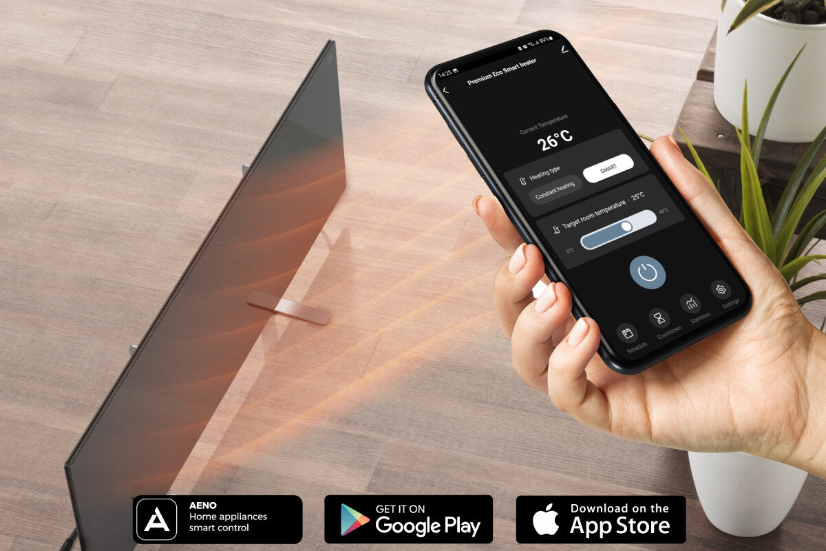 Panel grzewczy AENO AGH0002S Smart Eko Premium Czarny aplikacja smart