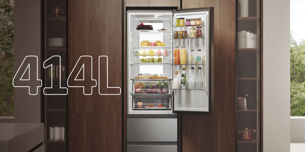 LODÓWKA HAIER HTW7620ANMG3D Imponująca pojemność wnętrze dla dużych rodzin przestronne wnętrze szuflady półki warzywa owoce zapasy żywności