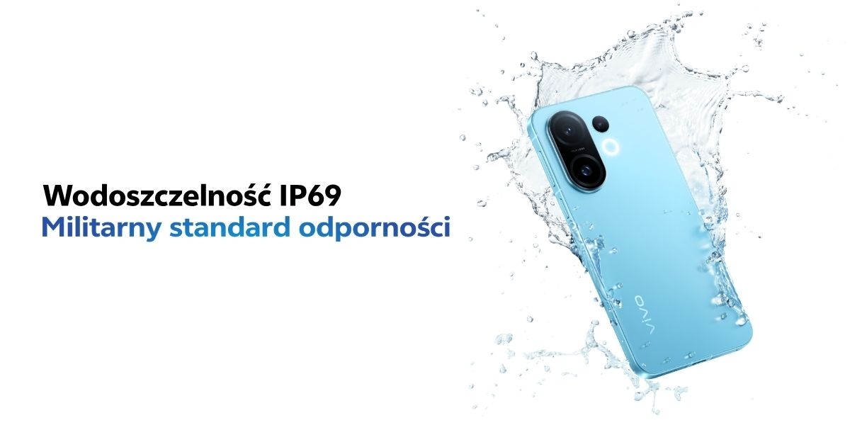 smartfon X200 FE zachlapany wodą. Urządzenie odporne na zachlapania zgodnie z normą IP69 Wzmocnione szkło odporność militarny certyfikat