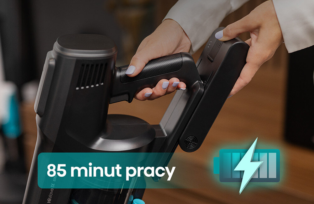 Odkurzacz HISENSE HiMove IX HVC676999DA Długi czas pracy Wydajna bateria Li-Ion do 85 minut bezprzewodowej pracy