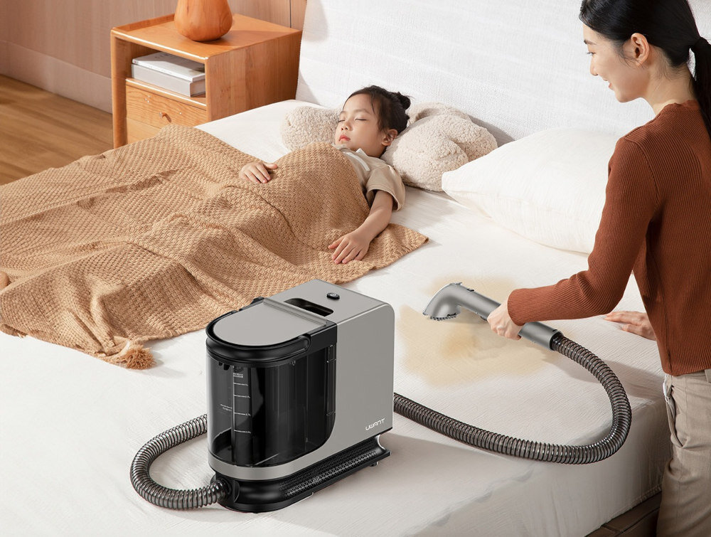 Odkurzacz UWANT Y200S Szary Higiena bez chemii Gorąca para pozwala ograniczyć użycie detergentów dla dzieci oraz zwierząt zdrowy mikroklimat