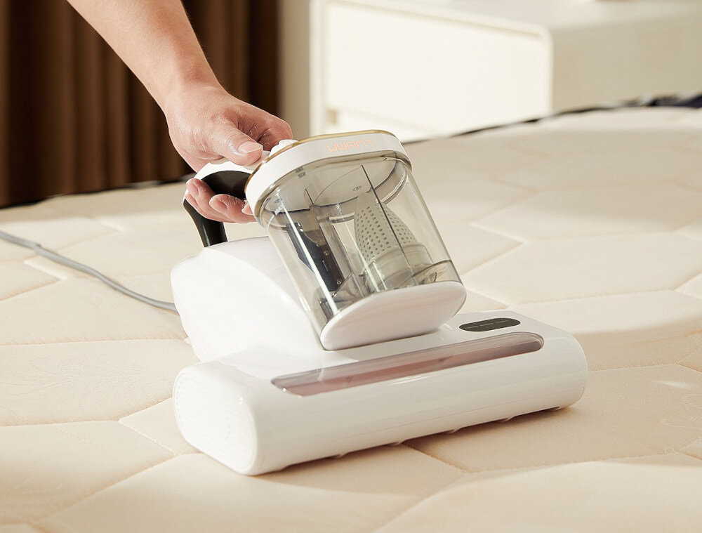 Odkurzacz ręczny UWANT M600 Biały Pięciostrefowe listwy 60 000 uderzeń na minutę dokładne czyszczenie materacy i tapicerek świeże i higieniczne miejsce do snu
