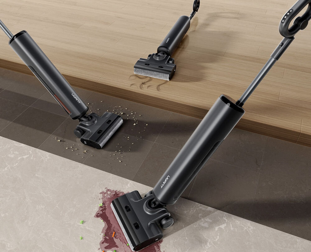 Odkurzacz mopujący UWANT D600 aktywne mycie, separacja wody wygląd design tło wizualizacja prezentacja Czyste podłogi bez wysiłku