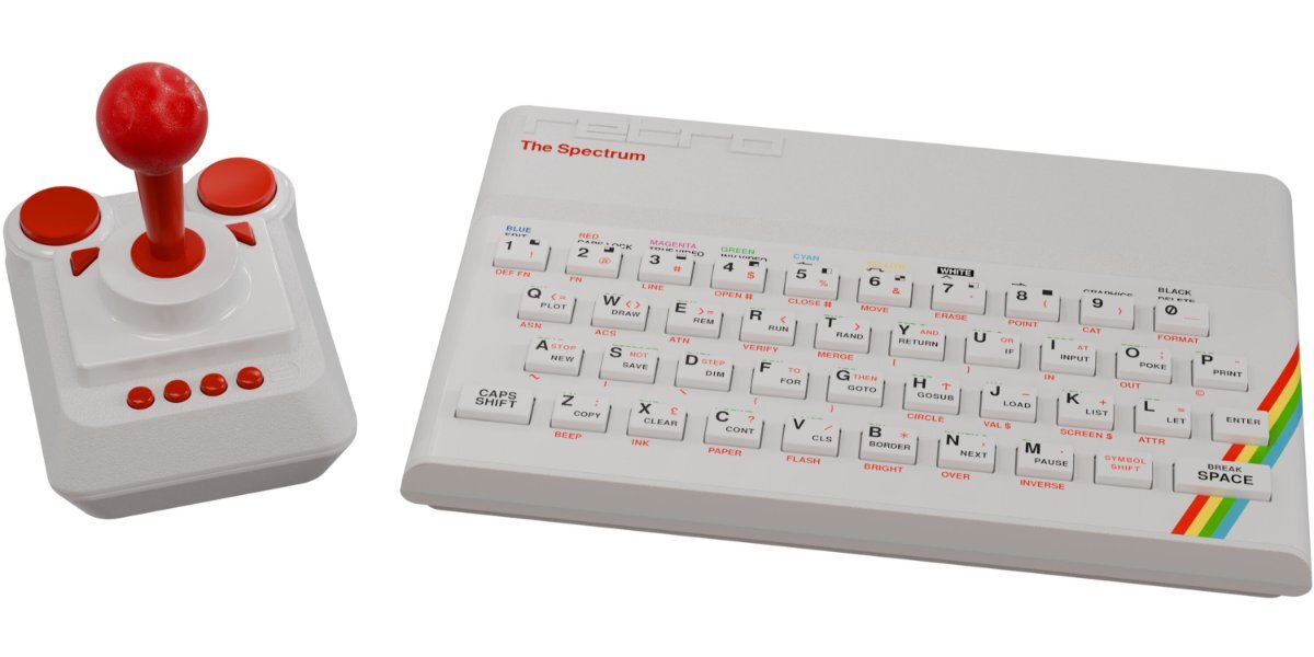 Konsola PLAION Retro The Spectrum Biały na białym tle.
