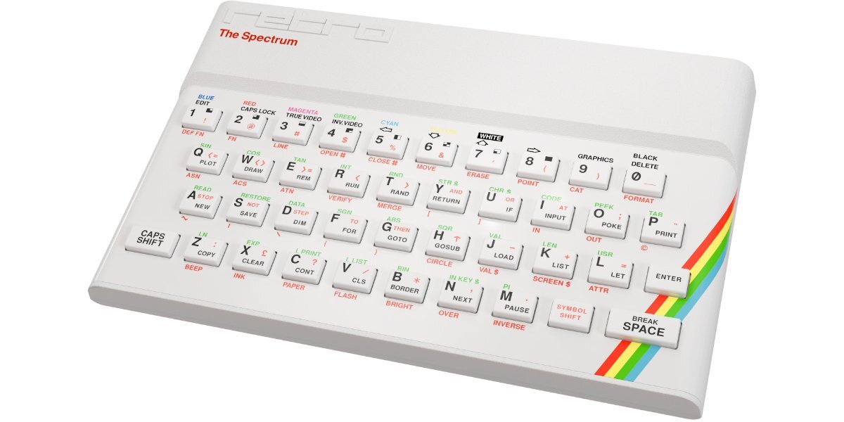 Konsola PLAION Retro The Spectrum Biały na białym tle.