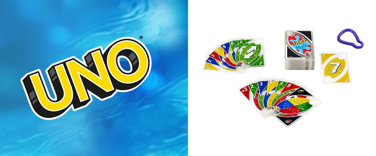 Zdjęcie zestawu UNO H20 oraz logo UNO.