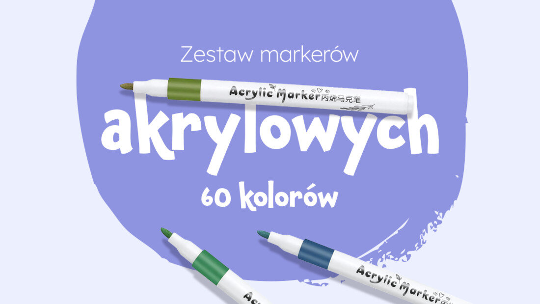 Zestaw markerów akrylowych EXTRALINK (60 sztuk) Szeroka paleta barw obejmująca od 12 do 60 odcieni papier, drewno, kamień czy karton 60 kolorów