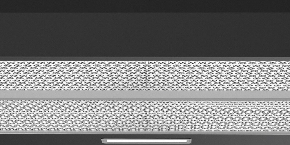 OKAP BEKO HNT61520BH wizualizacja widok od dołu zbliżenie filtr aluminiowy srebrny pasek światła LED Łatwy w czyszczeniu filtr mycie w zmywarce prosto szybko oszczędności czasu