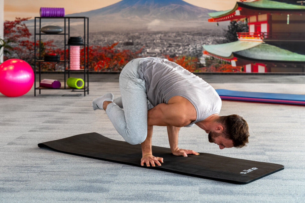 Mata do jogi S-LINE SA006KB Niebieski pianka NBS grubosc 1,5 cm bardzo dobra izolacja nie slizga sie