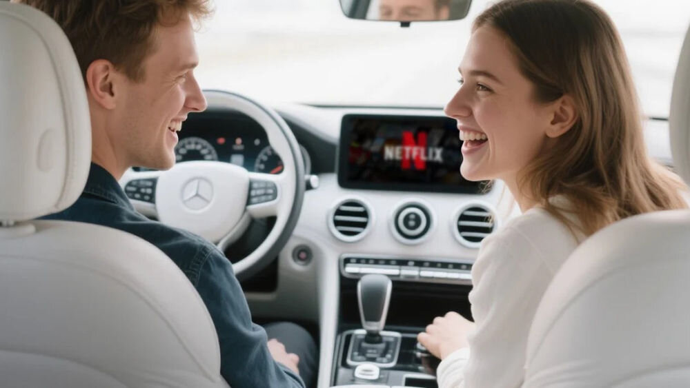 Adapter OTTOCAST CA450-T Mirror Touch CarPlay kompatybilność iPhone Pixel Samsung Galaxy Xperia automatyczna orientacja aplikacji, osoby siedzące w aucie