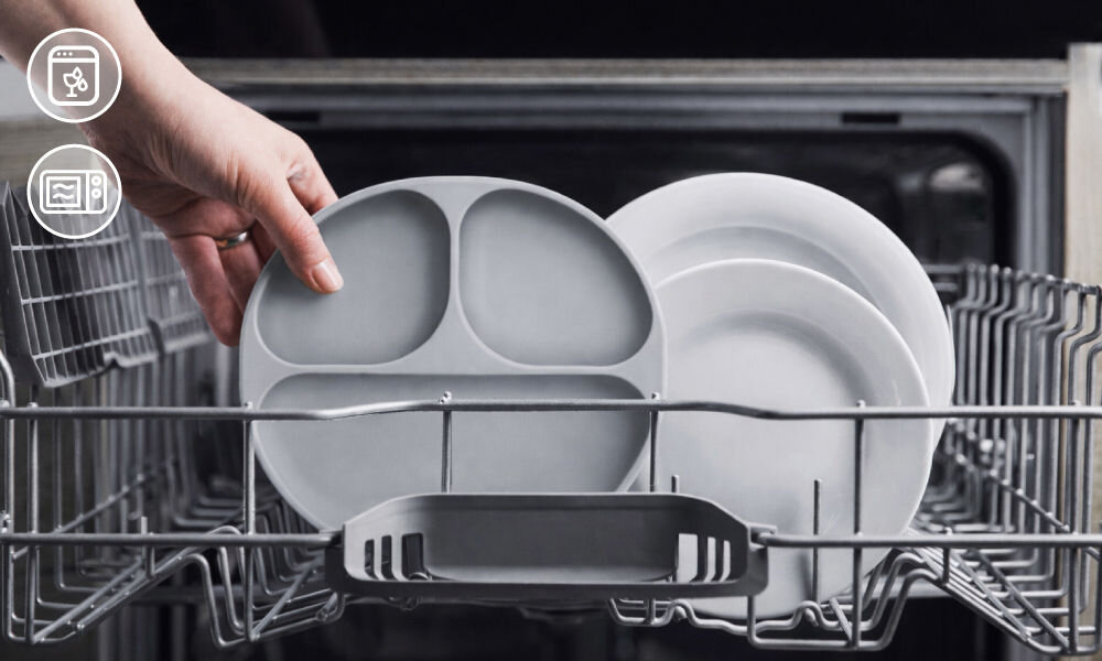 Zestaw naczyń MOMI Ami Zielony Łatwe czyszczenie Silikonowe elementy można myć w zmywarce nadaje się do podgrzewania posiłków w mikrofalówce