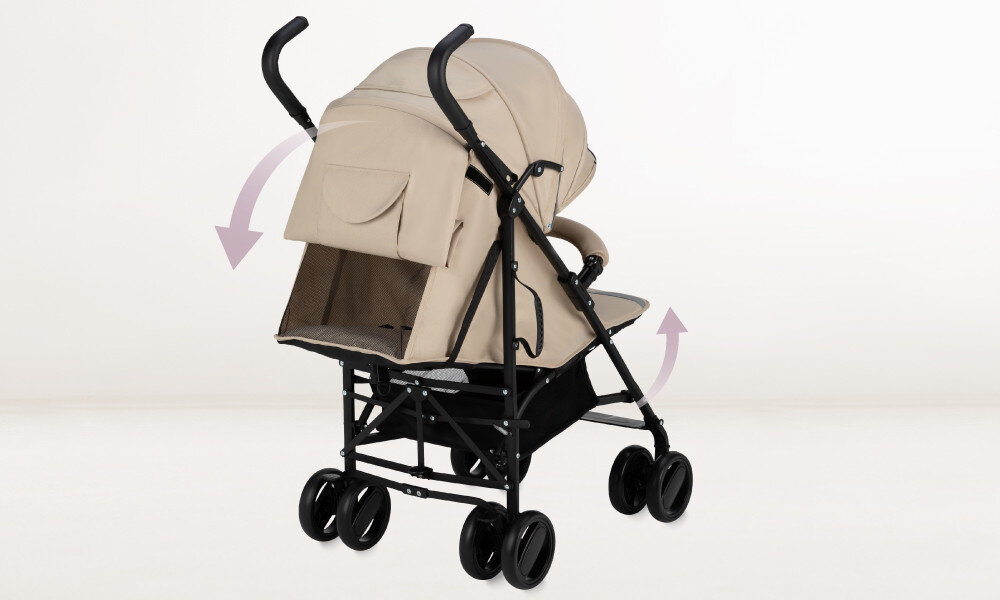 Wózek spacerowy MOMI Akira Beżowy Regulacja oparcia i nóg Regulowane oparcie i podnóżek dopasowanie pozycja potrzeby