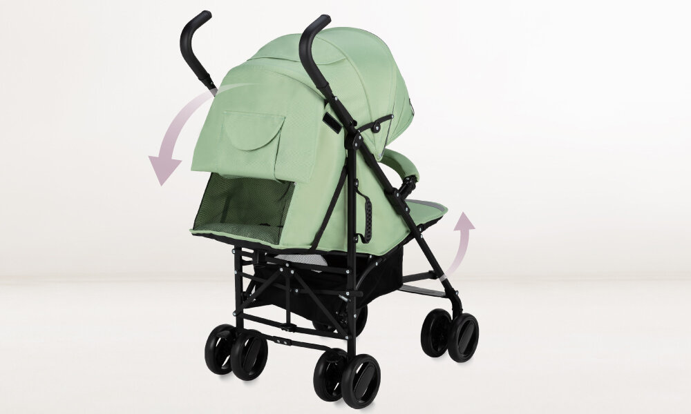 Wózek spacerowy MOMI Akira Zielony Regulacja oparcia i nóg Regulowane oparcie i podnóżek dopasowanie pozycja potrzeby