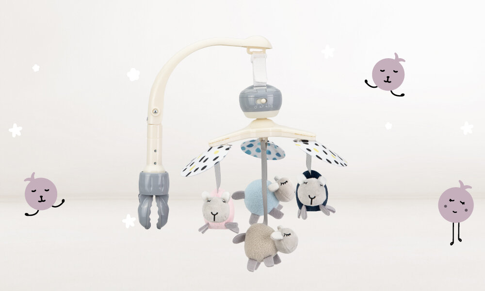 Karuzela MOMI Kiki prezentacja wizualizacja design wygląd Spokojna zabawa maluszka