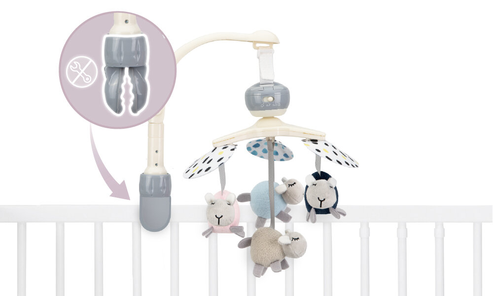 Karuzela MOMI Kiki Radość podczas odpoczynku Delikatny ruch zabawek Uniwersalny uchwyt zaciskowy 