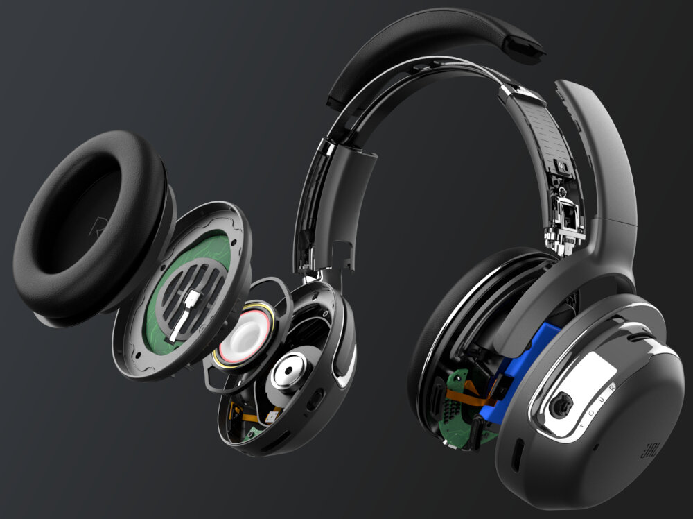 Słuchawki nauszne <span>JBL Tour One M2</span> lekkość technologia ANC brzmienie połączenie bezprzewodowe mikrofon czułość wygoda obsługa bateria opakowanie zestaw