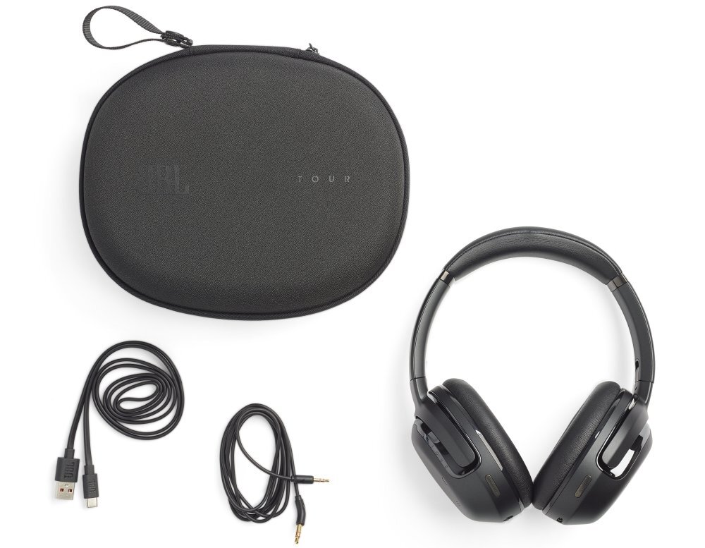 Słuchawki nauszne <span>JBL Tour One M2</span> lekkość technologia ANC brzmienie połączenie bezprzewodowe mikrofon czułość wygoda obsługa bateria opakowanie zestaw