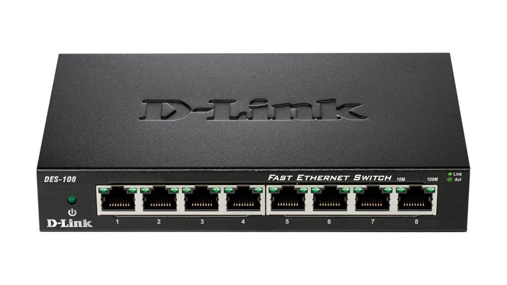 SWITCH D-LINK DES-108 8-PORTOWY Front