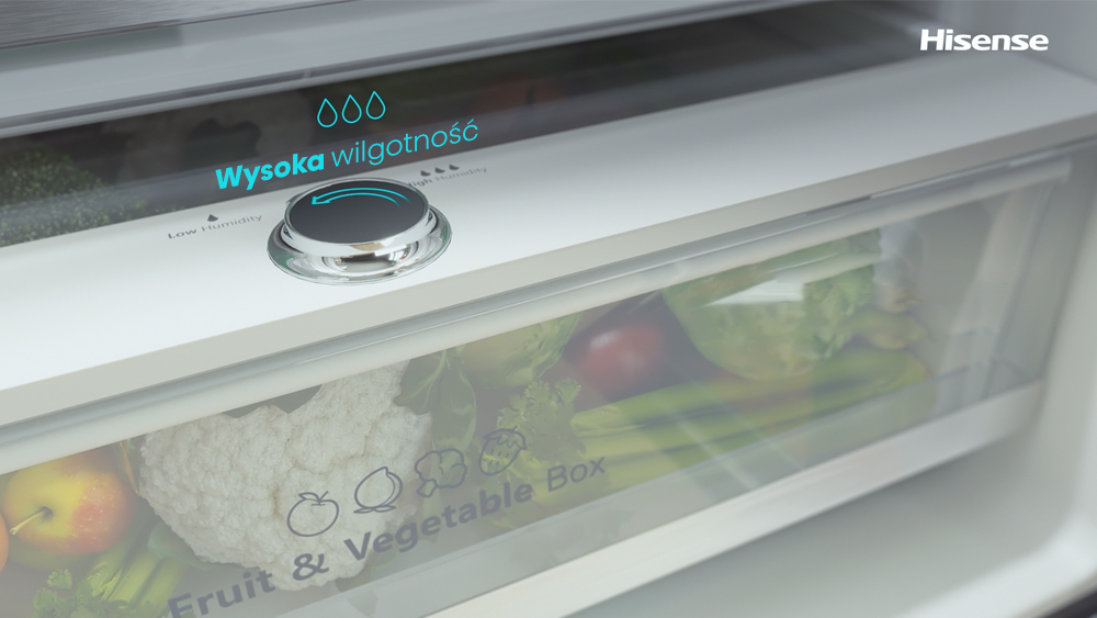 LODÓWKA HISENSE RF632N4AFE1 szuflada owoce warzywa FreshCrisper