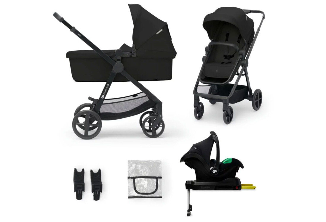Wózek wielofunkcyjny KINDERKRAFT Newly 4w1 Mink Pro Czarny Czarny zestaw akcesoria komplet wyposażenie